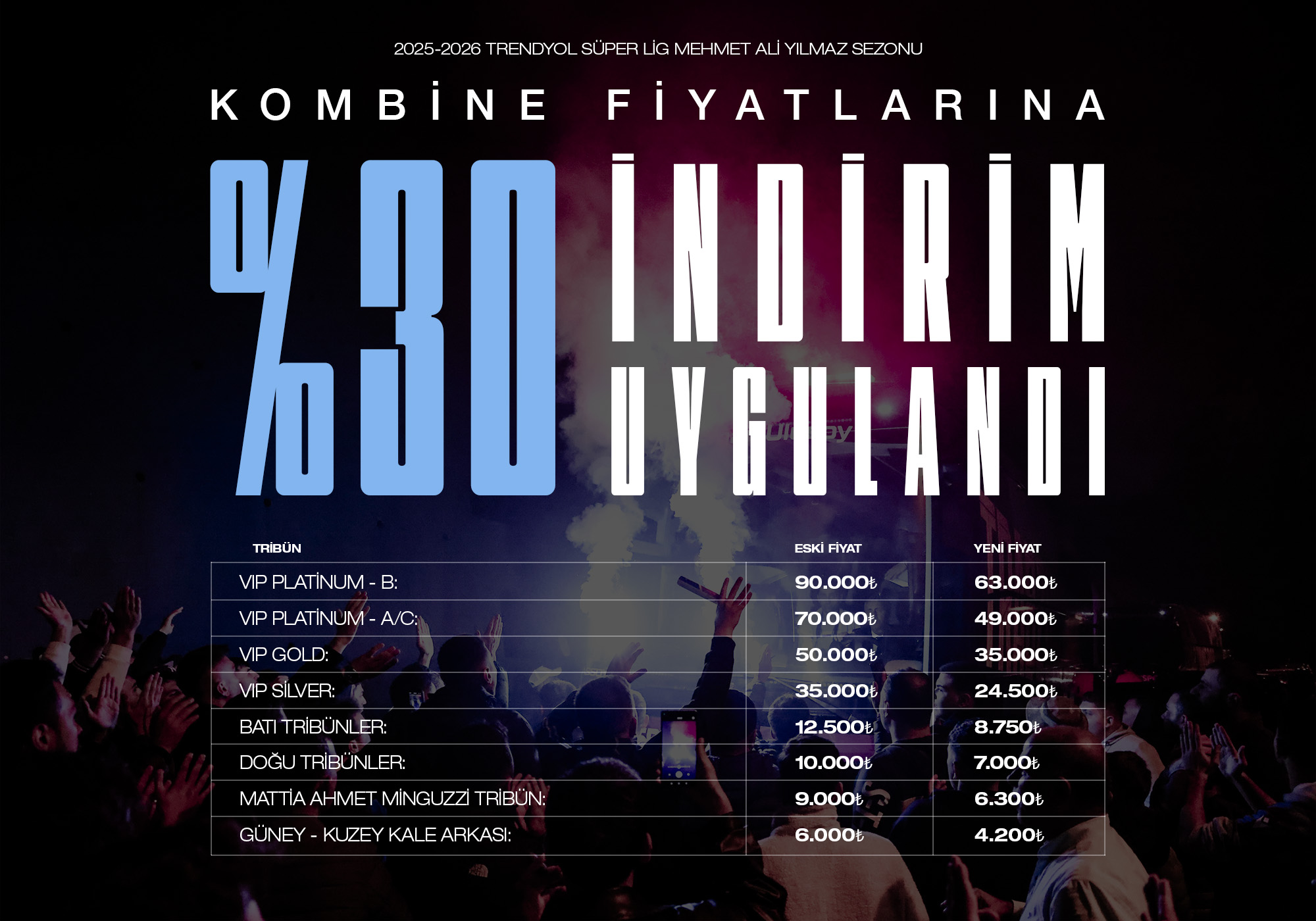 2025–2026 Sezonu Kombinelerimizde %30 İndirim Uygulaması Başladı